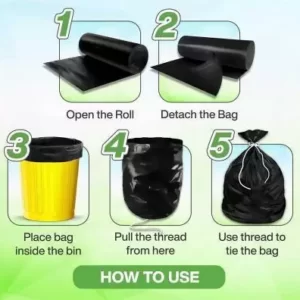 Garbage Bags 17*19 Dustbin Bags Pack of 4 | 30 Bags in 1 Pack | Total 120 Dustbin Biodegradable Bags in Black Colour Small Size