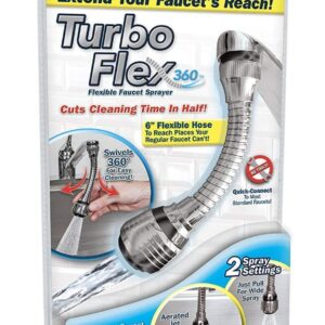 Turbo Flex 360 Flexible Water Saving Nozzle Faucet Sprayer Water Extender for Easy Clean Sink, Bathroom, Rinsing Fruits,Water Faucet Kitchen Tap (Silver)