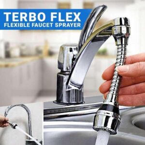 Turbo Flex 360 Flexible Water Saving Nozzle Faucet Sprayer Water Extender for Easy Clean Sink, Bathroom, Rinsing Fruits,Water Faucet Kitchen Tap (Silver)