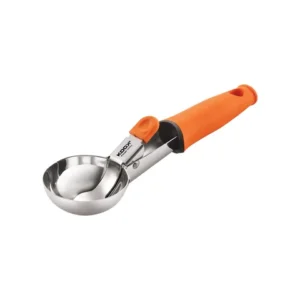 Kook Stainless Steel Ice Cream Scoop with Thermo Plastic Rubber Grip Handle,1-Piece,Orange