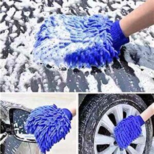 Highly Absorptive Double Sided Microfiber Wash Hand Gloves, Dust Cleaner Vehicle Washing Multipurpose House Car Glass LCD Cleaning, Assorted Color, Pack of 1