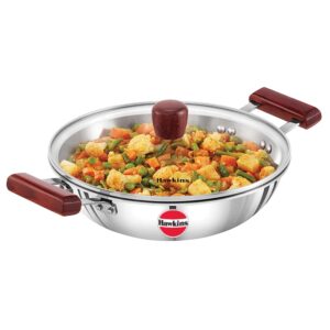 Hawkins Tri-Ply Stainless Steel Induction Compatible Deep-Fry Pan with Glass Lid, Capacity 2.5 Litre, Diameter 26 cm, Thickness 3 mm, Silver