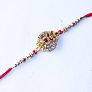 SUMEH Designer Metal Rakhi For Bhaiya & Bhabhi ( 1 Pc Rakhi, 1Pc Roli, 1Pc Chawal)