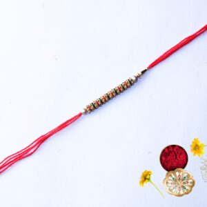 SUMEH Designer Dora Rakhi For Bhiya & Bhabhi ( 5 Pc Rakhi, 1Pc Roli, 1Pc Chawal)