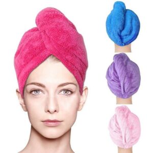 Hair Towel Wrap Absorbent Towel Hair-Drying Quick Dry Shower Caps Bathrobe Magic Hair Warp Towel Super Quick-Drying Microfiber Bath Towel Hair Dry Cap Salon Towel (Multicolor)