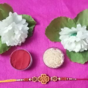 SUMEH Designer OM Chawal Roli Pack, Rakhi Set (5 Pc Rakhi, 1Pc Roli, 1Pc Chawal)