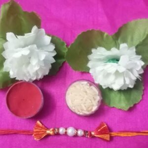 SUMEH Designer Dora Rakhi For Bhiya & Bhabhi ( 5 Pc Rakhi, 1Pc Roli, 1Pc Chawal)