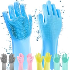 SUMEH Silcion Gloves for Dishwashing, Washing Utensils Silicone Dishwashing, Car Cleaning Gloves, Bathroom and Kitchen washing Glvoes