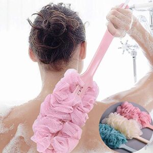Luxury Bath Brush, Loofah Brush, Soft Nylon Sponge Brush, Back Scrubber, Shower Brush, Bath Brush With Long Handle, Exfoliating Bath Brush For Cleanse & Massage – Multicolor