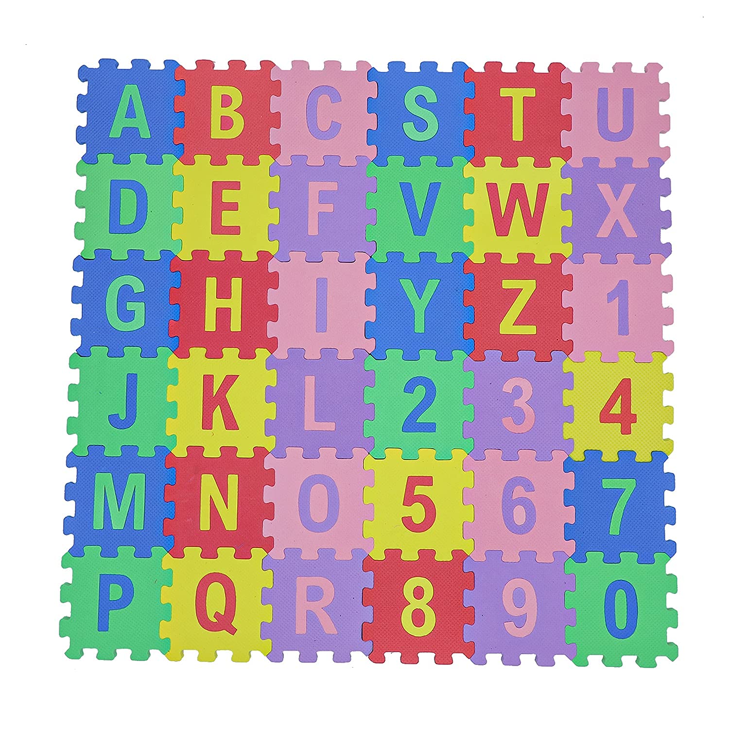 SUMEH 36 Pieces Mini ABCD Alphabet Blocks Puzzle Foam Mat for Kids, Interlocking Learning Alphabet and Number Mat for Kids