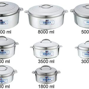 Dhara Ultra Insulated Stainless Steel Hotpot/Casserole Serving Pot (Silver, 5000ml)