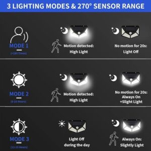 Outdoor Solar Lights with Motion Sensor Solar Powered Wireless Waterproof Night Spotlight for Outdoor/Garden Wall, Solar Lights for Home