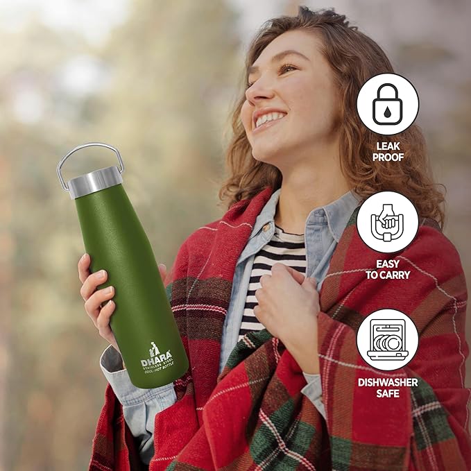 Dhara 1000ml Stainless Steel Vacuum Insulated Yes Water Bottle Green | Double Wall Thermosteel flask 24 Hours Hot and Cold for Kids and Adults - Image 4