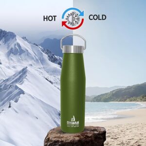 Dhara 1000ml Stainless Steel Vacuum Insulated Yes Water Bottle Green | Double Wall Thermosteel flask 24 Hours Hot and Cold for Kids and Adults